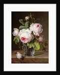 Roses in a Glass Vase on a Ledge by Cornelis van Spaendonck