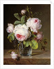 Roses in a Glass Vase on a Ledge by Cornelis van Spaendonck