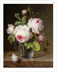 Roses in a Glass Vase on a Ledge by Cornelis van Spaendonck