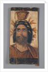 Panel with Painted Image of Serapis wearing a gold Kalathos crown, 180-200 AD by Roman Period Egyptian