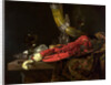 Still Life with the Drinking-Horn of the St. Sebastian Archers' Guild, Lobster and Glasses, c.1653 by Willem Kalf