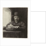 Self-portrait etching at a window, 1648 by Rembrandt Harmensz. van Rijn