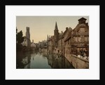 Canal and Belfry, Bruges, Belgium, c.1890-c.1900 by Anonymous