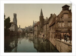 Canal and Belfry, Bruges, Belgium, c.1890-c.1900 by Anonymous