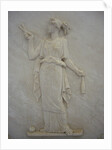 Bas relief of Atropos cutting the thread of Life by School Greek