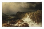 Rocky Landscape with Waterfall in Smaland, 1859 by Marcus Larson