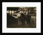8 year old Leo, only 4 feet tall, picks up bobbins for 15 cents a day at Elk Cotton Mills, Fayetteville, Tennessee, 1910 by Lewis Wickes Hine