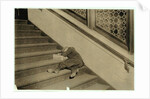 Newsboy asleep with his papers in Jersey City, New Jersey, 1912 by Lewis Wickes Hine