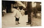 6 year old newsboy Hyman selling papers until 6 p.m. in Lawrence, Massachusetts, 1911 by Lewis Wickes Hine
