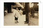 6 year old newsboy Hyman selling papers until 6 p.m. in Lawrence, Massachusetts, 1911 by Lewis Wickes Hine