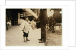 6 year old newsboy Hyman selling papers until 6 p.m. in Lawrence, Massachusetts, 1911 by Lewis Wickes Hine
