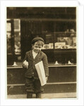 5 year old newsboy Tommy Hawkins only 3 ft 4 ins tall, working in St. Louis, Missouri, 1910 by Lewis Wickes Hine