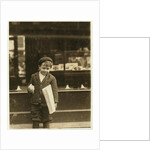 5 year old newsboy Tommy Hawkins only 3 ft 4 ins tall, working in St. Louis, Missouri, 1910 by Lewis Wickes Hine