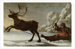 Abraham Renstirna Dressed as a Lapp and his Reindeer by David Klocker Ehrenstrahl