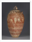 Etruscan lidded pithos with the blinding of Polyphemos, 650-25 BC by Etruscan
