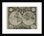 Double-hemisphere world map from Goos's Sea Atlas of the Water World, 1672 by Pieter Goos