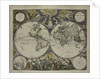 Double-hemisphere world map from Goos's Sea Atlas of the Water World, 1672 by Pieter Goos