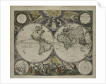 Double-hemisphere world map from Goos's Sea Atlas of the Water World, 1672 by Pieter Goos