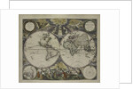 Double-hemisphere world map from Goos's Sea Atlas of the Water World, 1672 by Pieter Goos
