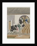 Turbanned Dutch VOC merchants smell tea for quality in a Canton tea warehouse, c.1770 by School Chinese