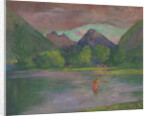Afterglow, Tautira River, Tahiti, Fisherman Spearing a Fish, c.1895 by John La Farge or Lafarge