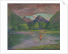 Afterglow, Tautira River, Tahiti, Fisherman Spearing a Fish, c.1895 by John La Farge or Lafarge