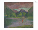 Afterglow, Tautira River, Tahiti, Fisherman Spearing a Fish, c.1895 by John La Farge or Lafarge