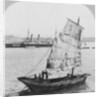 Chinese junk and British battleship in the harbour at Hong Kong, 1902 by Carlton Harlow Graves