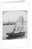 Chinese junk and British battleship in the harbour at Hong Kong, 1902 by Carlton Harlow Graves