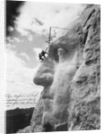 Gutzon Borglum inspecting work on Washington at Mount Rushmore, 1932 by American Photographer