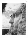 Gutzon Borglum inspecting work on Washington at Mount Rushmore, 1932 by American Photographer
