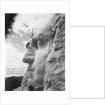 Gutzon Borglum inspecting work on Washington at Mount Rushmore, 1932 by American Photographer