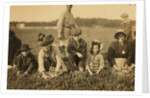 Annette Roy said to be 7 and Napoleon Ruel said to be 9 picking cranberries at Smart's Bog, South Carver, Massachusetts, 1911 by Lewis Wickes Hine