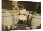 Mary Christmas, only 3, made to pick cranberries spilt at the barrels by her grandfather, Week's Bog, Falmouth, Massachusetts, 1911 by Lewis Wickes Hine
