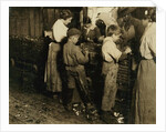 10 year old Jimmie who has been shucking 3 years with an 11 year old boy who shucks 7 pots by Lewis Wickes Hine