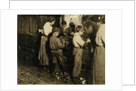 10 year old Jimmie who has been shucking 3 years with an 11 year old boy who shucks 7 pots by Lewis Wickes Hine