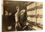 John Dempsey, 11 or 12 years old, Saturday worker in the mule-spinning room at Jackson Mill, Fiskeville, Rhode Island, 1909 by Lewis Wickes Hine