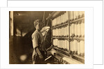 John Dempsey, 11 or 12 years old, Saturday worker in the mule-spinning room at Jackson Mill, Fiskeville, Rhode Island, 1909 by Lewis Wickes Hine