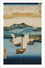 Returning Sails at Yabase from the series Eight Views of Omi, c.1855-8 by Ando or Utagawa Hiroshige