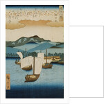 Returning Sails at Yabase from the series Eight Views of Omi, c.1855-8 by Ando or Utagawa Hiroshige