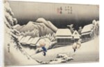 Evening Snow at Kanbara from the series 53 Stations of the Tokaido, c.1833-4 by Ando or Utagawa Hiroshige