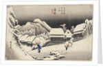 Evening Snow at Kanbara from the series 53 Stations of the Tokaido, c.1833-4 by Ando or Utagawa Hiroshige