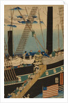 Western traders loading cargo in Yokohama, 1861 by Utagawa Sadahide