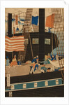 Western traders loading cargo in Yokohama, 1861 by Utagawa Sadahide