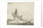Rider and herdsman with cattle on a dirt road, 1653 by Adriaen van de Velde