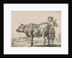 Man standing with bull by Adriaen van de Velde