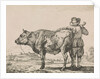 Man standing with bull by Adriaen van de Velde