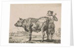 Man standing with bull by Adriaen van de Velde