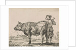 Man standing with bull by Adriaen van de Velde