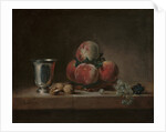 Still Life with Peaches, a Silver Goblet, Grapes, and Walnuts, c.1759-60 by Jean-Baptiste Simeon Chardin